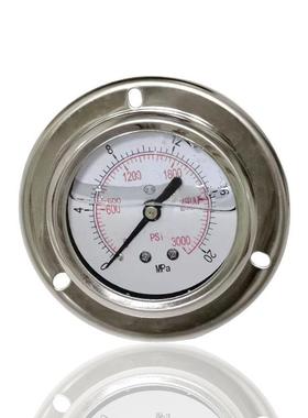 全钢耐震压力表不锈钢轴向带前边304埋入法兰YNBF60ZT20MPAG1/4