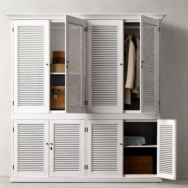 欧式复古怀旧定制衣柜法式新古典衣柜经典美式乡村实木百叶窗衣柜