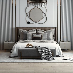 南康家具实木轻奢床头柜简约现代家用卧室岩板床边软包皮质收纳柜