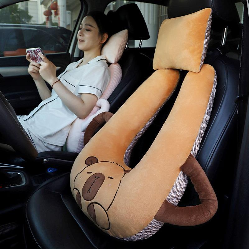可爱豆豆车抱睡枕长途开车SZX66护腰用靠枕后排座椅通睡觉载抱枕