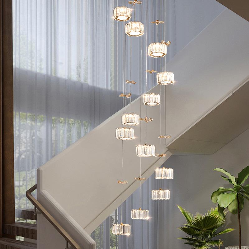 2025年新款楼吊灯复式空lot公寓梯水挑晶吊灯别墅f楼梯间长410吊