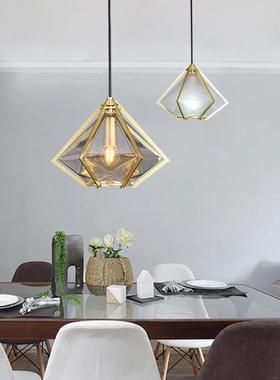 意厂家供创多边形玻璃吊灯YYT现代简约餐厅卧室灯铁艺提厅吊客灯