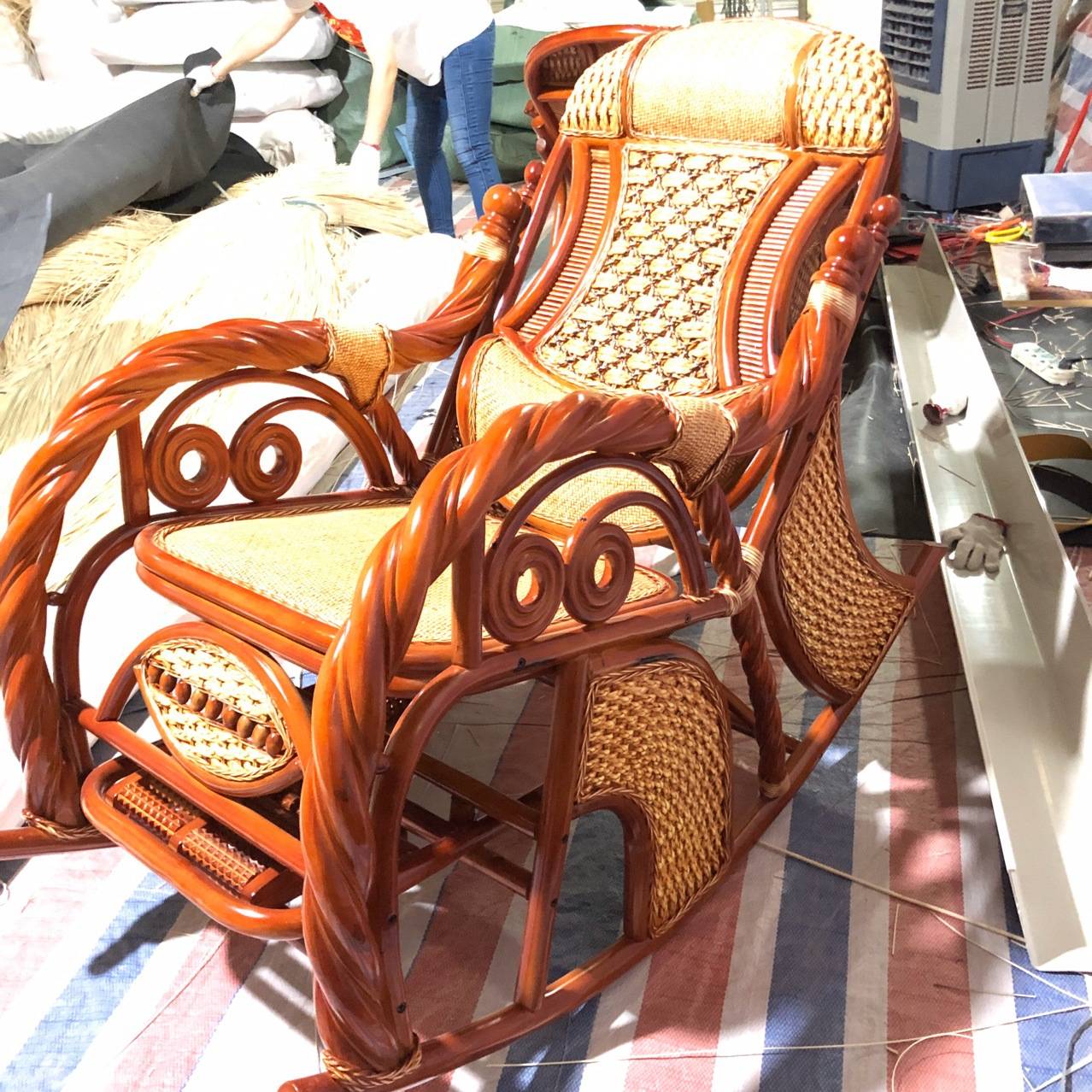 编织天然藤制摇椅藤椅摇摇椅精细制作藤艺家具藤制品休闲户外轻奢