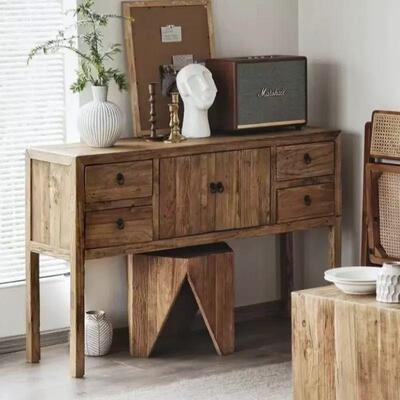 复古老榆可木新式家用玄关储柜客物厅装饰RAT玄关桌移动茶水中柜