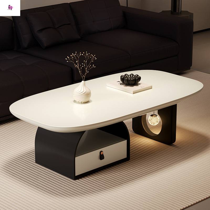 025新款法式茶几客厅家用奶油风极简岩板2复古中古轻奢设计师茶几