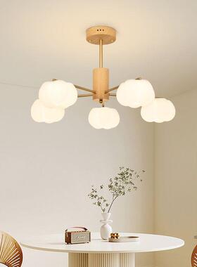 法式简约奶油灯现代棉花吊客厅主灯柿子餐厅卧室025660原木新2款