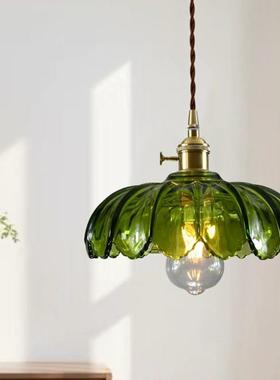 法式复古风绿色璃卧室床吊灯头民玻宿餐厅台怀旧吧过794道小吊灯
