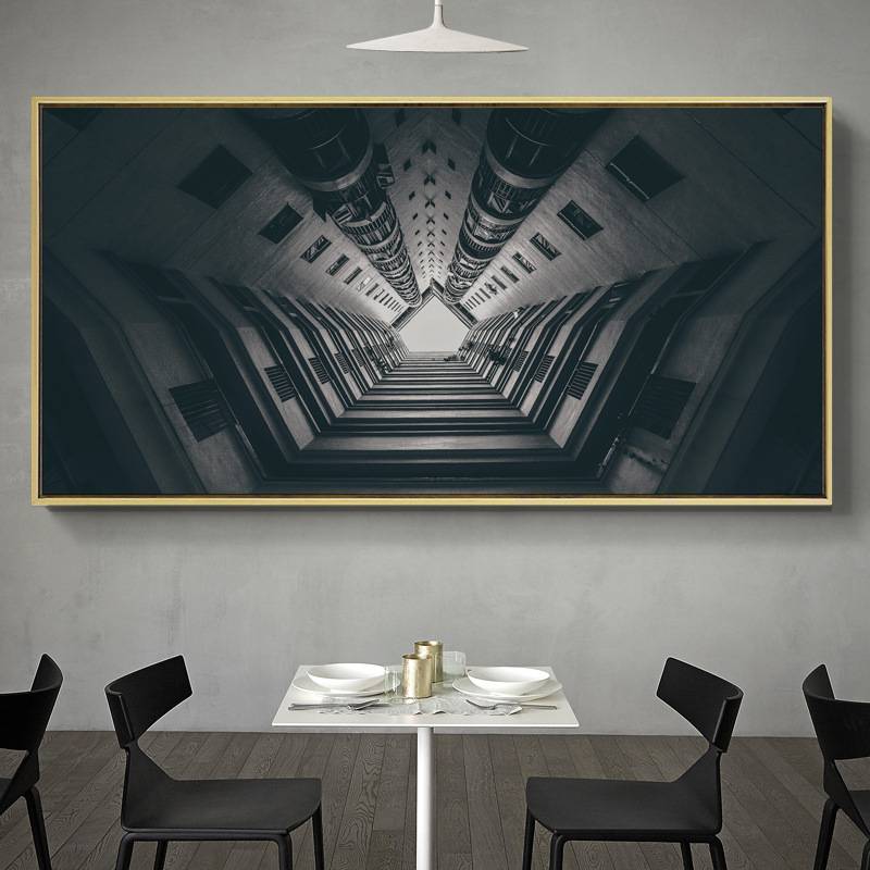 建筑之美 现代轻奢风格客厅装饰画都市建筑壁画酒店卧室床头挂画图片