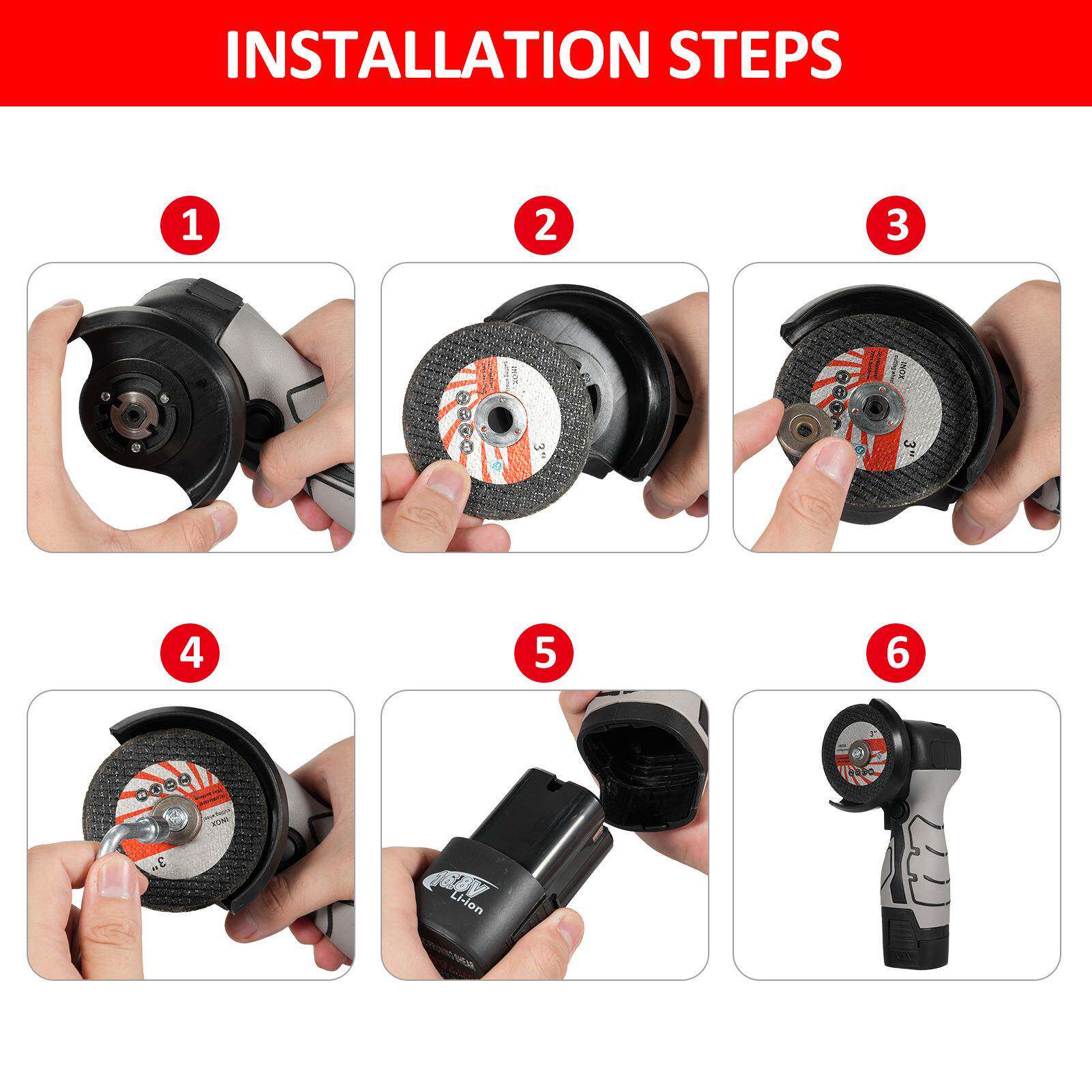 6.8V刷充电式迷你角磨1机套装带塑盒灰色欧规电角磨机有切割角向
