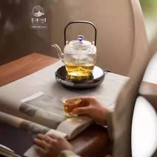 耐热玻璃提梁壶蒸煮双用泡茶壶电陶炉可用玻璃壶星空盖子竹提梁壶