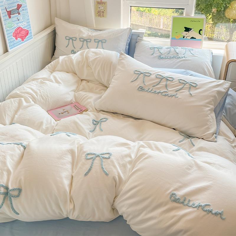 四水超柔洗棉四件棉套季通用被套单j566人学生宿舍床单三件套床品