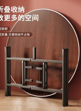 圆桌面盘板圆形餐TVF桌家用桌小户型大圆桌可折吃叠饭桌带旋转转