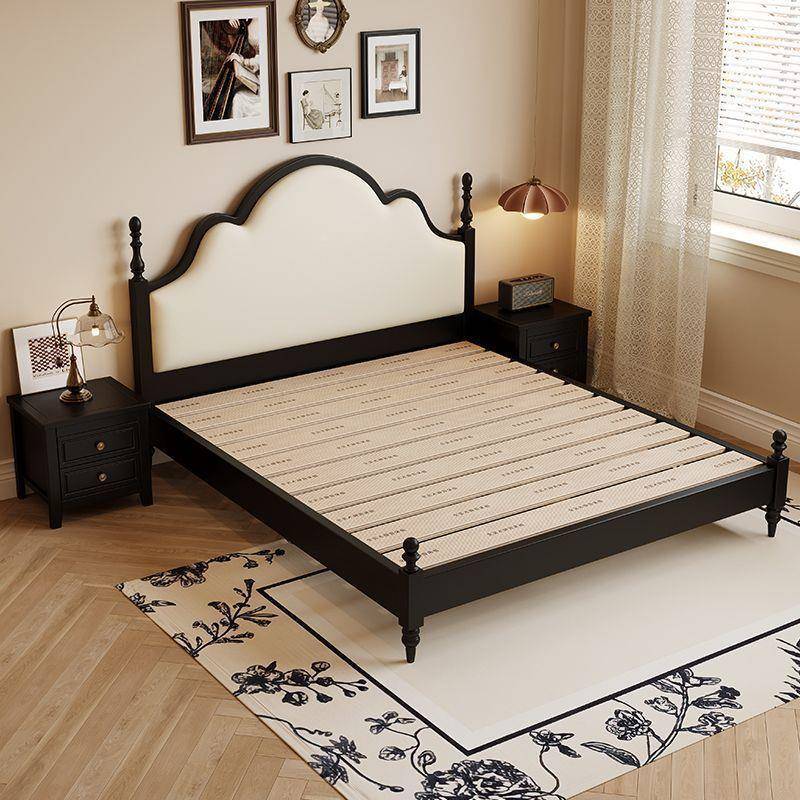 中风实木双人床1.古8黑色法式复古风卧1.主米5小E户型储物软包婚