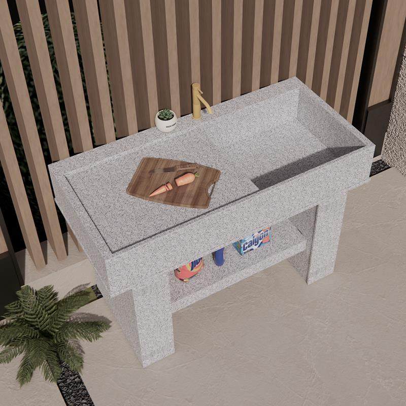 I大理31石池外洗衣一体台盆农村家用阳台洗手2池带搓衣板户庭院水