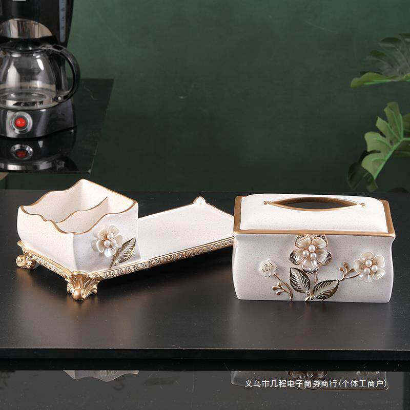 多功能无品牌/纸纸盒客厅轻奢高档巾抽几纸盒茶收纳盒创意美式抽