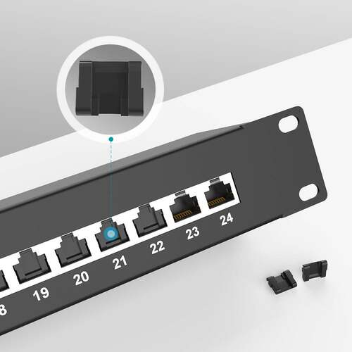 英曼配线架1U24口网络RJ45超5类6类cat.6a机柜理线架Patch panel