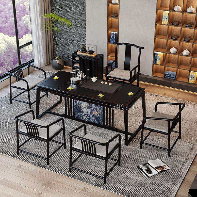 新中式茶桌黑胡桃简约现代茶几茶室家具轻奢泡茶桌实木茶台椅组合,鲜花速递/花卉仿真/绿植园艺,割草机/草坪机,淘宝优惠券,粉丝福利购,淘宝优惠卷