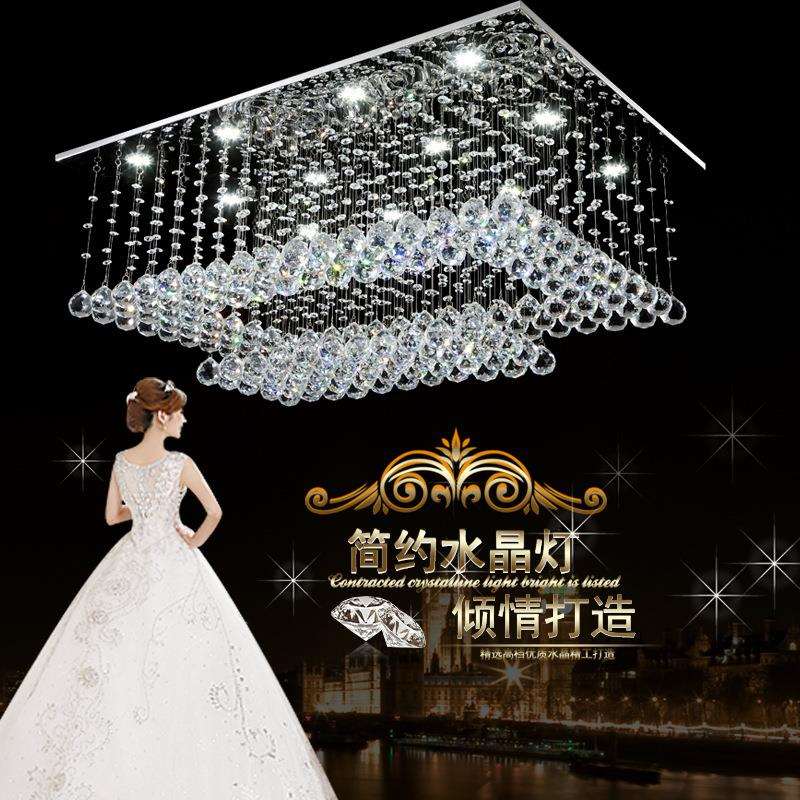 现代长方形吊灯客厅水晶灯loft吊灯灯欧式简约餐厅灯吊复式灯