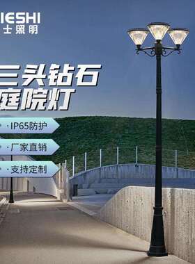 厂家现货太阳能市电户外LED单头双头三头1米2米3米草坪景观庭院灯