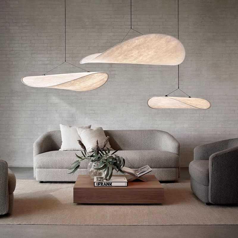 日式诧寂风蚕丝吊灯客厅主灯复古北欧民宿餐厅灯吧台书房卧室吊灯