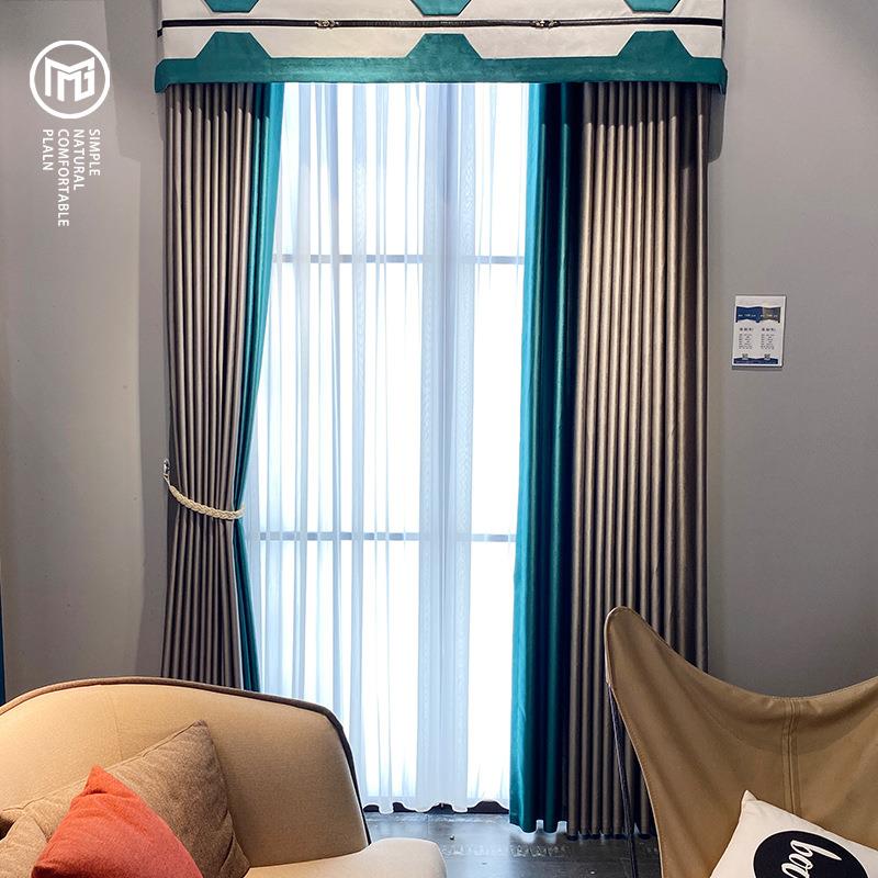 遮阳提花高遮光新中式压花成品免打孔柯桥窗帘布料厂家