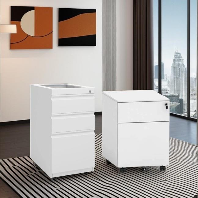 桌下移动抽屉收纳柜带锁文件资料柜矮柜钢制带锁活动柜办公室