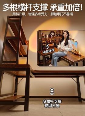 实木转电脑桌台式室家用拐卧角书桌书架一体角LAA76-mwh型公桌电