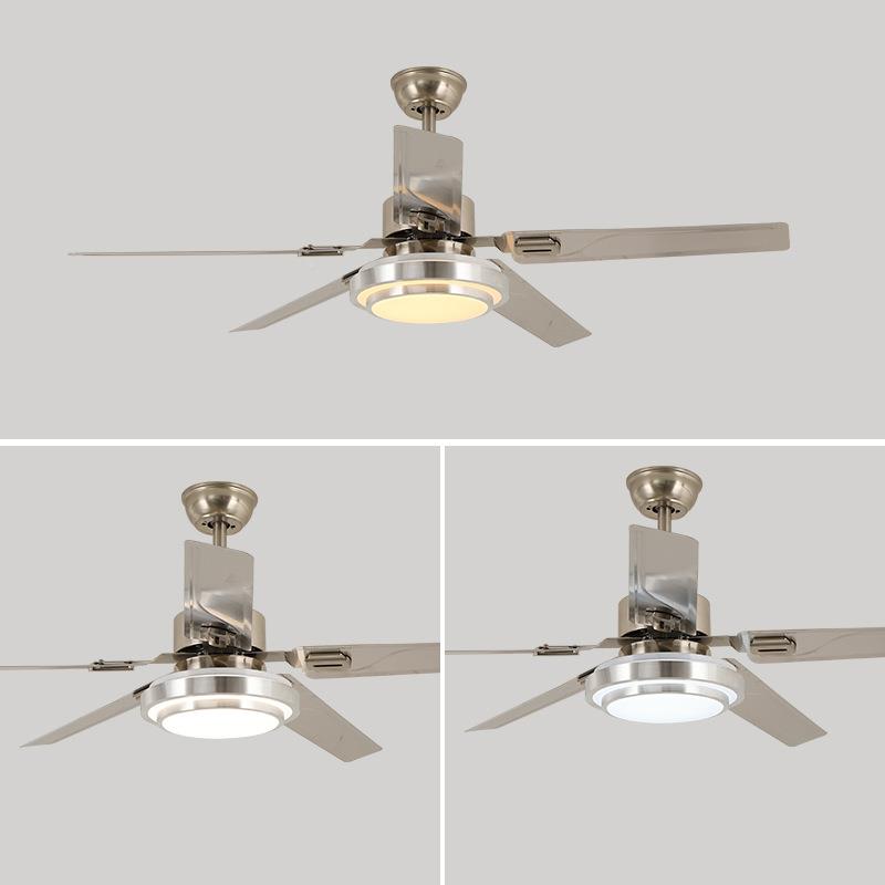 风带扇用灯不锈钢扇灯家客厅卧室吊餐厅简约T-916现代电风扇吊灯