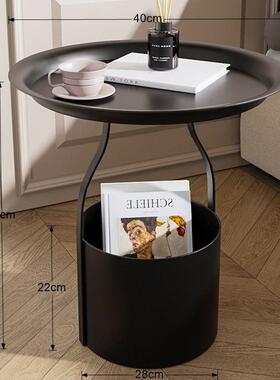 美式复古厅边几沙客发边轻789B奢小茶创几意床头柜柜置物架黑色小