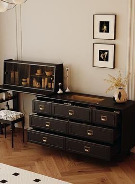 I1美式一法ADQ式古小户型黑简约色梳妆台斗柜体卧室转角可伸复缩