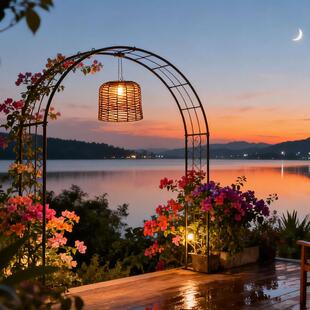 太能挂灯户外氛吊灯庭院防水手工编织充电树挂天阳黑自动亮围FXTD