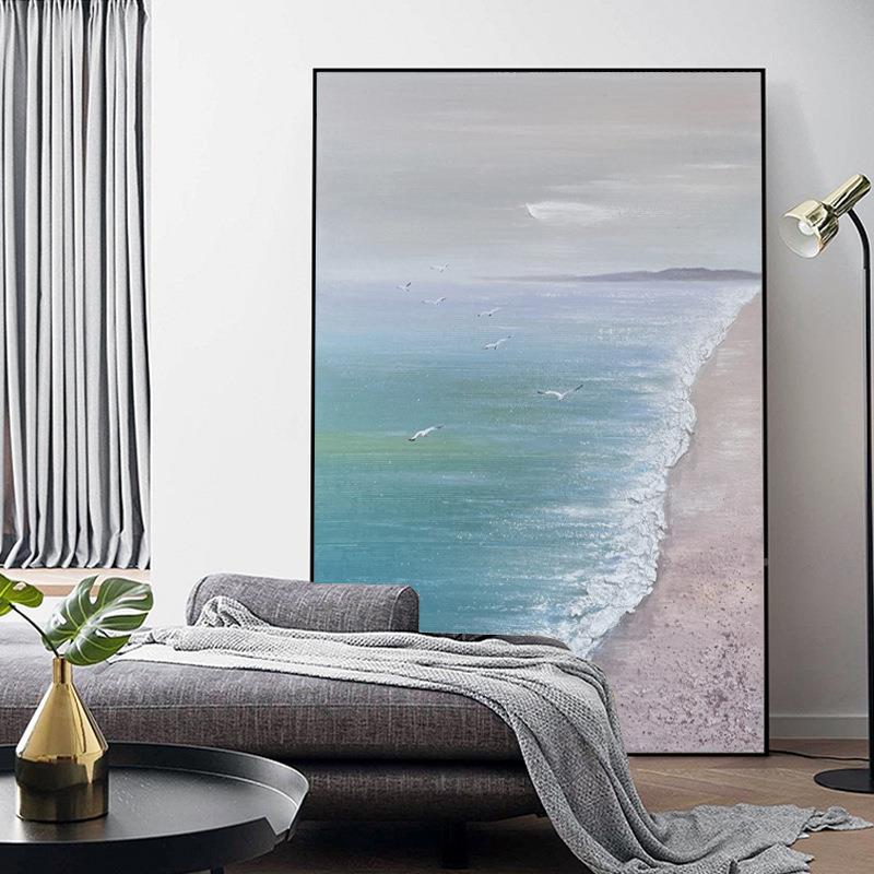 手绘油画简约客装厅饰代画海景抽象简立体落地画TM674498现玄极关