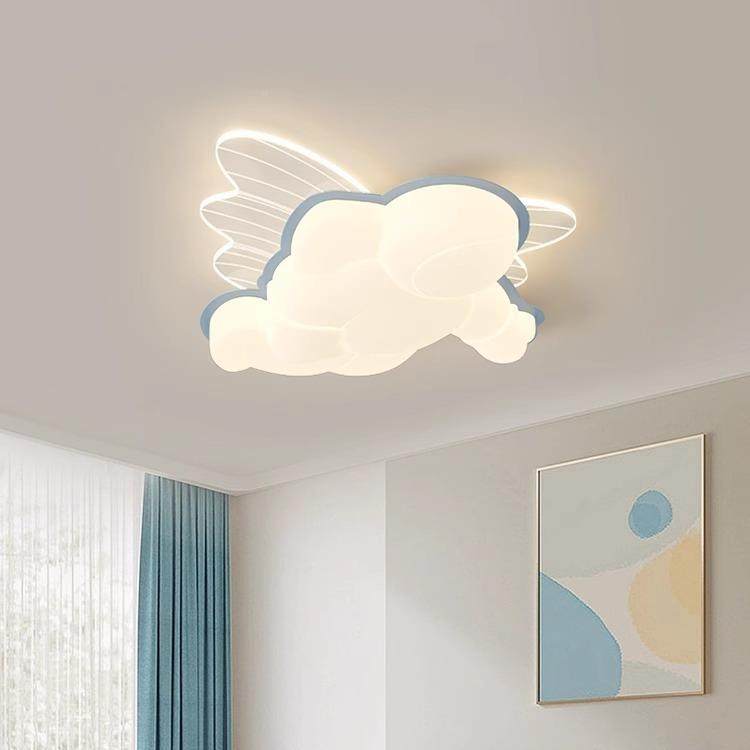 儿童房灯卡通创意奶油风顶飞机吸983男灯山孩卧室灯全光谱护眼中