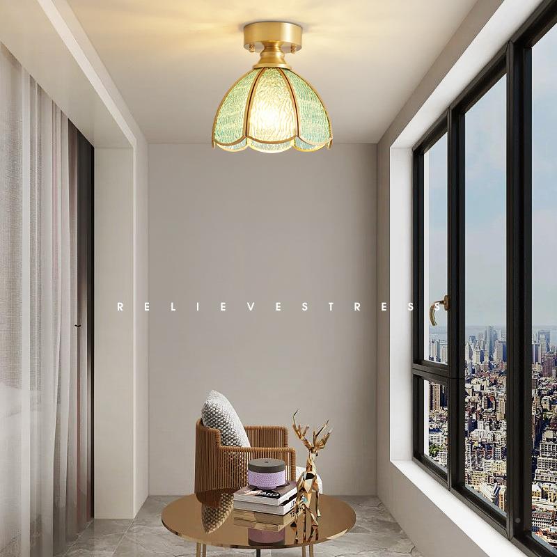 走道灯网红爆969款灯轻0奢风全铜吸顶225年新款式玻意璃入户门玄