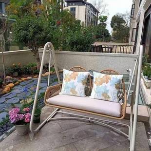 闲新款FFE台客厅家用室内外双人网休红吊篮藤椅秋阳千摇椅摇篮椅