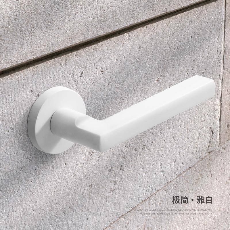 白色门锁室内卧室门锁具家间用简约吸静房音分体锁分体门把磁手房
