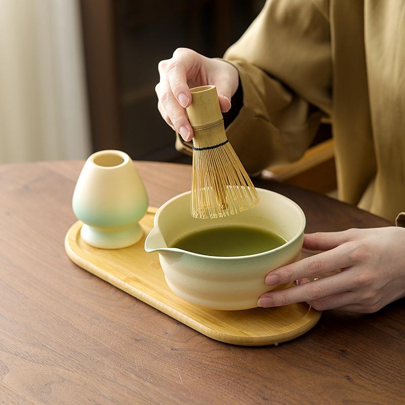 跨境抹茶茶具套装渐变抹茶户外旅行便携茶包百本立工竹茶筅抹碗宋