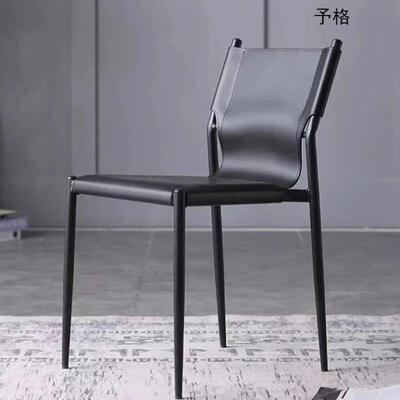 意式LRR马鞍桌家皮椅餐椅用现代简约靠背椅茶餐厅轻奢餐椅极简椅
