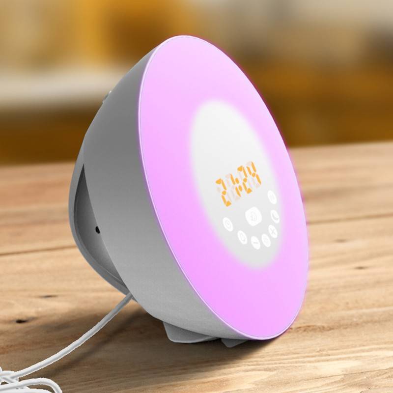 模拟日出日落唤醒灯闹钟 led七彩变色氛围床头睡眠小夜灯 FM收音