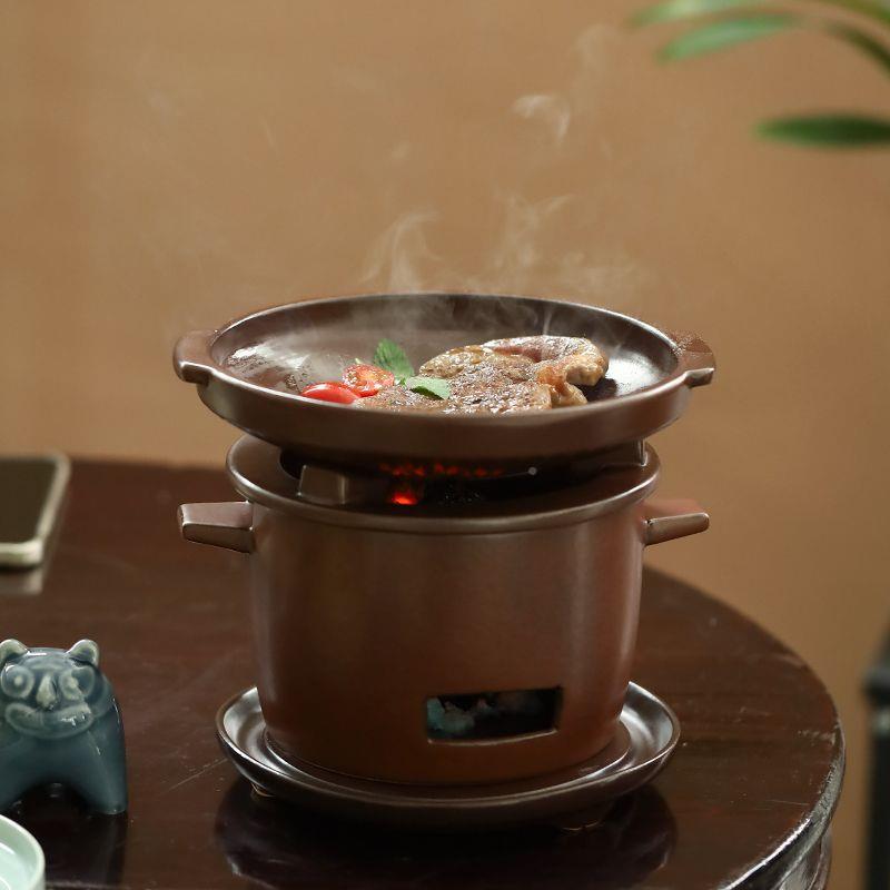外家用户炭CD01炉烤肉盘庭院煎烤盘双耳陶瓷盘牛排烤特色餐煎盘小