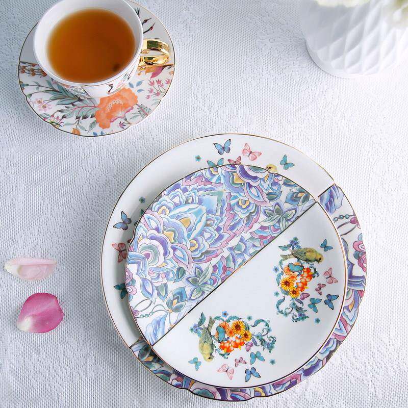 瓷中式中新西合璧不规餐则陶瓷餐盘艺术陶AZM盘装饰盘具下午茶点
