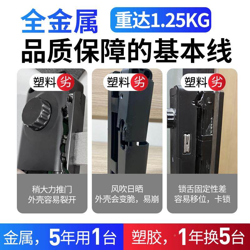 无品牌/玻锁门指纹锁防璃水免开孔办公室智能有无门框双门玻璃密