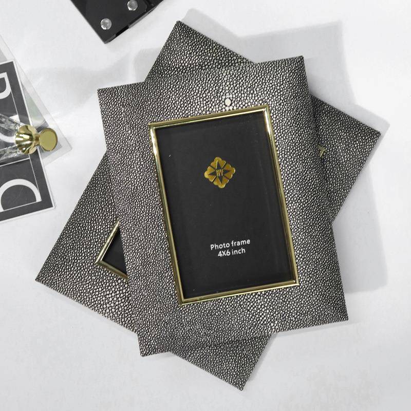 现代简约创意革相框摆台桌像面6寸7寸框卧摆室软装搭配皮质相框样