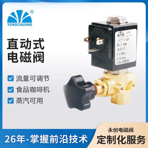 永创YCTT11-28电磁阀直动式常闭可调节食品咖啡机饮料蒸气