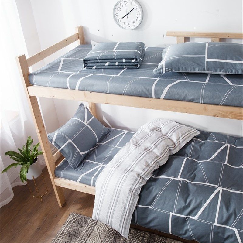 纯棉男女学生宿舍三件套床品5套件0.9米1.0m1.2全棉床单高低床品