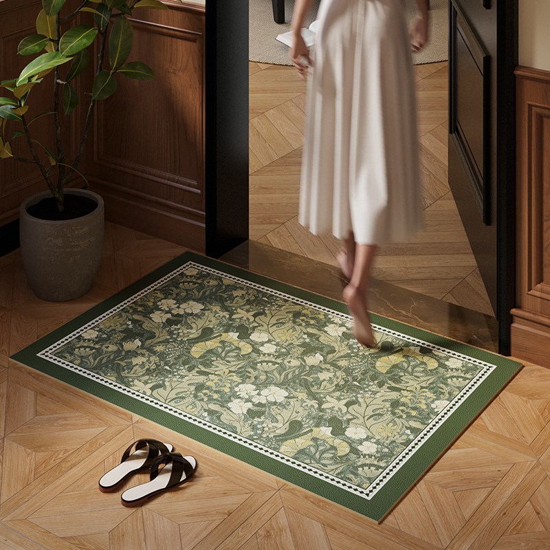 薇洛庄园美式田园风高级感皮革入户防滑地垫易打理玄关地毯门垫