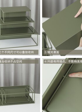 墨绿色笔记本增高架 桌面铁艺置物架 金属书架 咖啡角简约收纳架