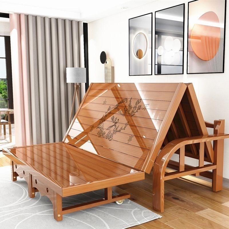 沙发床可折叠双人床简易床沙发多功能1.2米1.5米两用竹床折叠凉床