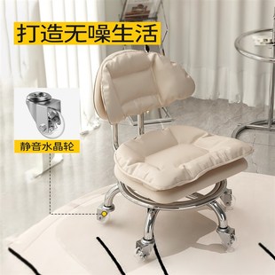 静音万向轮小凳子滑轮矮凳家用客厅换鞋凳儿童方板凳带轮靠背椅子