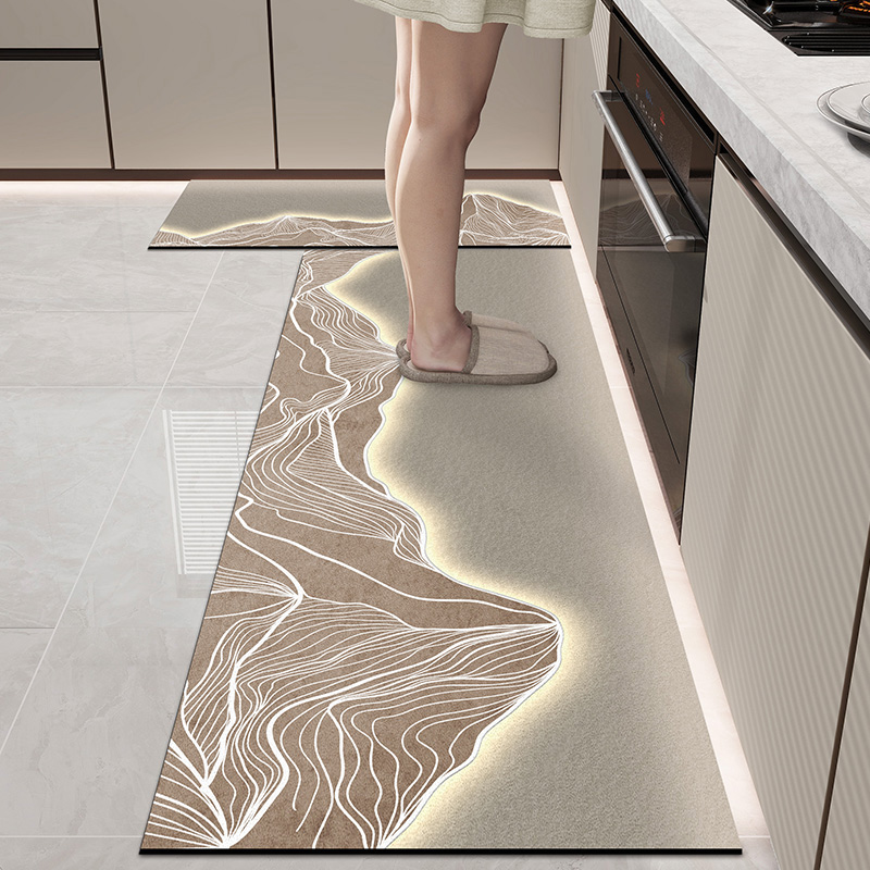 厨房地垫矽藻泥吸水凉垫门口防滑吸油耐脏脚垫吸水家用免洗可擦地